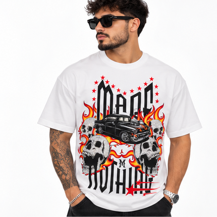 T-shirt uomo M.F.N. marrone con stampa tigre e brillantini
