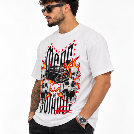 T-shirt uomo M.F.N. marrone con stampa tigre e brillantini
