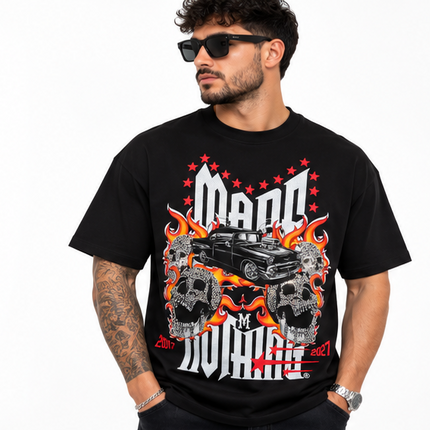 T-shirt uomo M.F.N. marrone con stampa tigre e brillantini