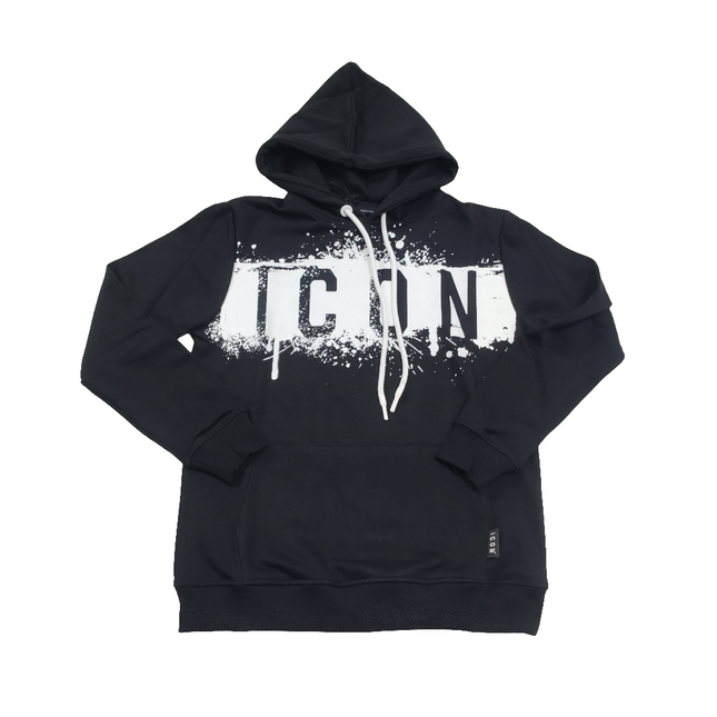 Felpa icon con cappuccio e stampa bianca