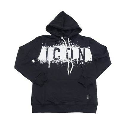 Felpa icon con cappuccio e stampa bianca