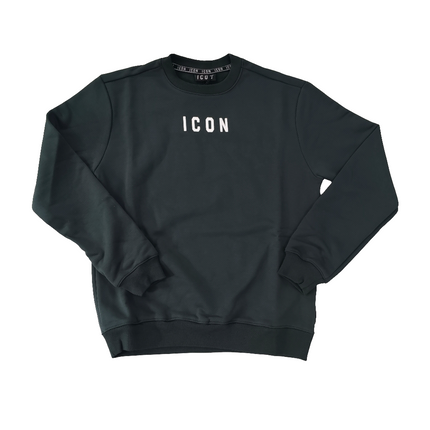 Felpa icon verde militare con logo al piccolo al petto