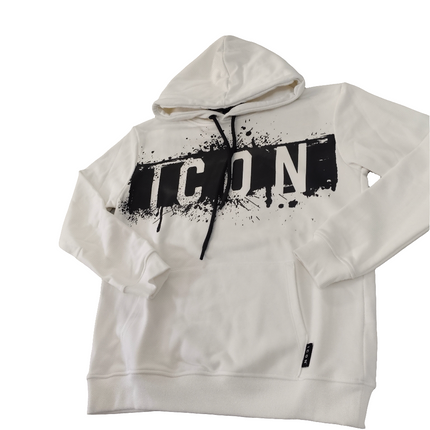 Felpa icon bianca con stampa nera effetto schizzo