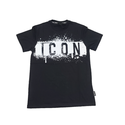 T-shirt icon nera con stampa bianca