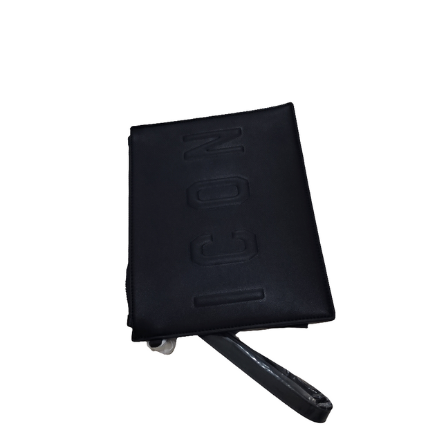 Pochette icon total black con stampa a rilievo