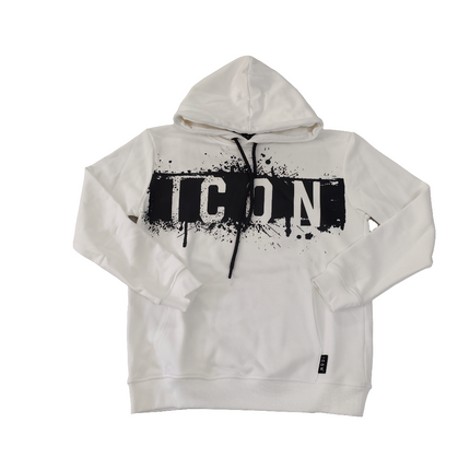 Felpa icon bianca con stampa nera effetto schizzo