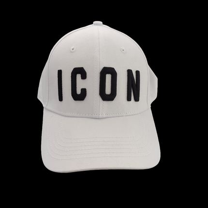 Berretto icon bianco con logo ricamato nero
