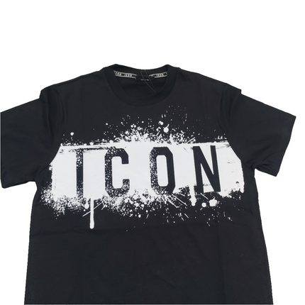 T-shirt icon nera con stampa bianca