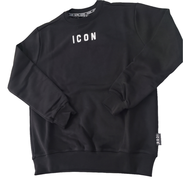 Felpa icon nera con logo piccolo bianco