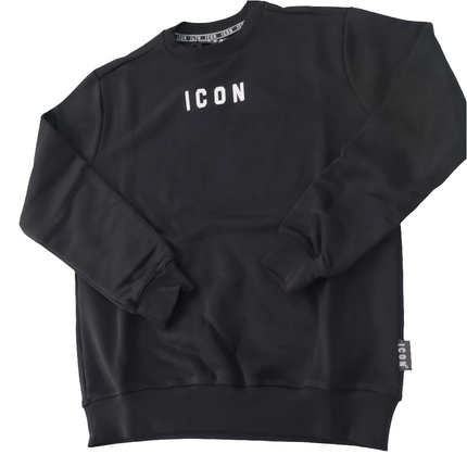 Felpa icon nera con logo piccolo bianco