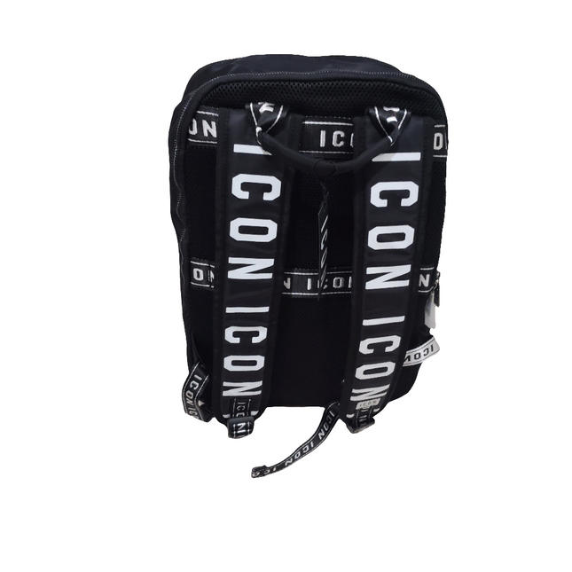 Zaino icon nero con stampa bianca in tessuto