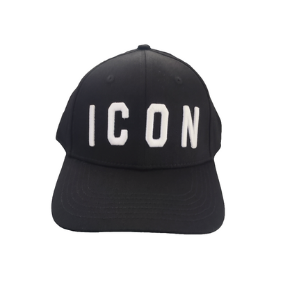 Berretto icon nero con logo ricamato bianco