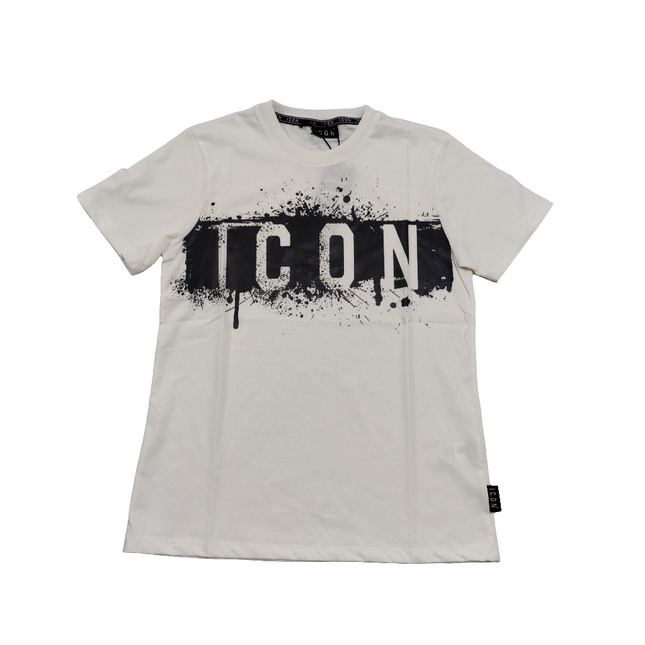 T-shirt icon bianca con stampa nera