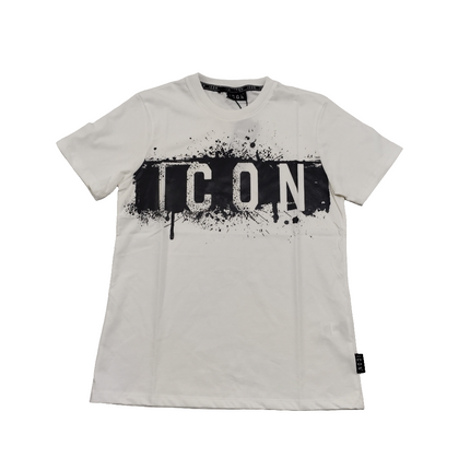 T-shirt icon bianca con stampa nera