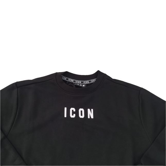 Felpa icon nera con logo piccolo bianco