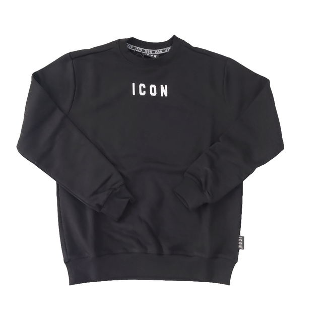 Felpa icon nera con logo piccolo bianco