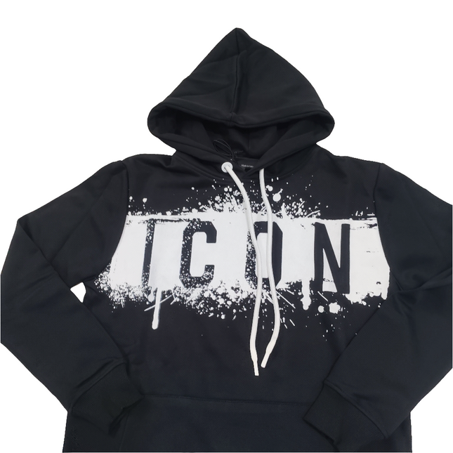 Felpa icon con cappuccio e stampa bianca