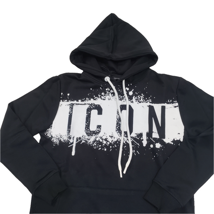 Felpa icon con cappuccio e stampa bianca