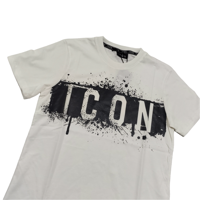 T-shirt icon bianca con stampa nera