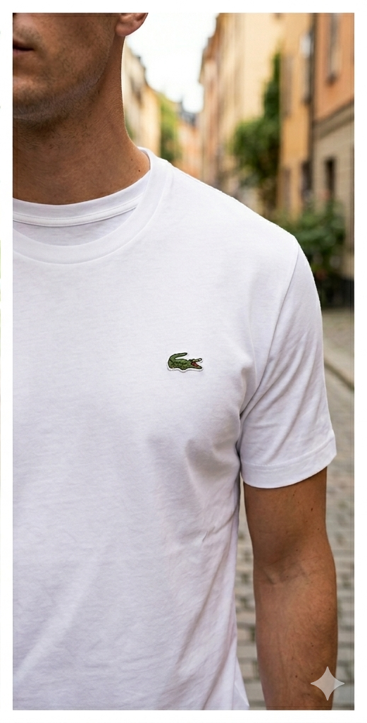 T-shirt Lacoste nera/bianca/blu navy