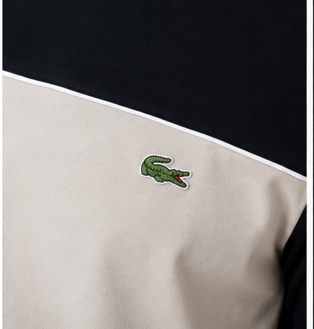 T-shirt lacoste nera e beige