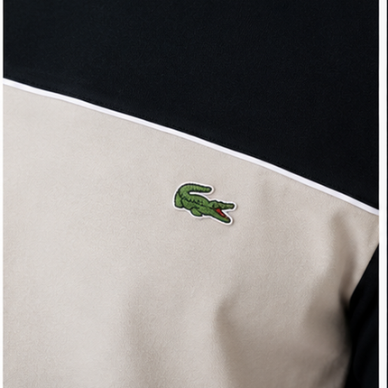 T-shirt lacoste nera e beige