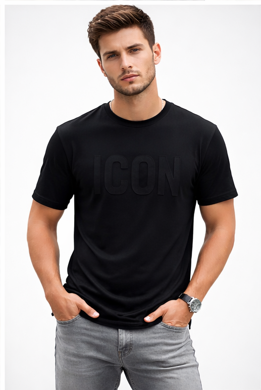 T-shirt icon total black - total White fit regolare