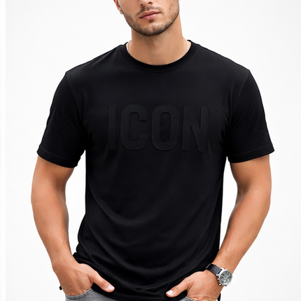 T-shirt icon total black - total White fit regolare