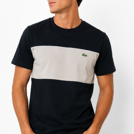 T-shirt lacoste nera e beige
