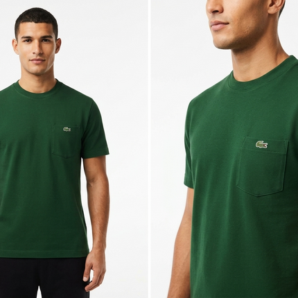 T-shirt Lacoste con taschino nera/verde/bianco