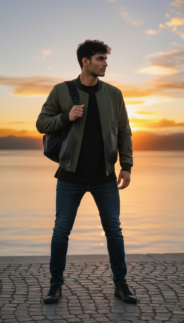 Giacca M. F. N nera e verde