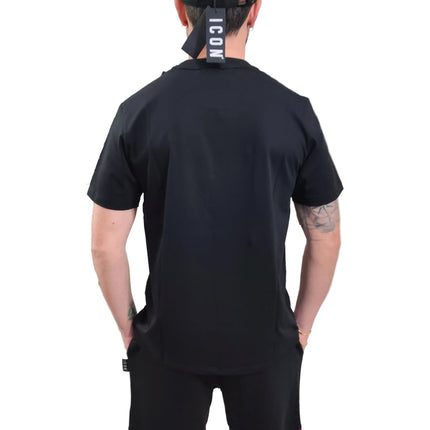 T-shirt icon nera con stampa bianca