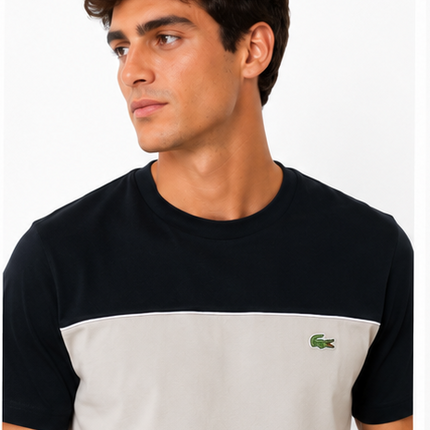 T-shirt lacoste nera e beige