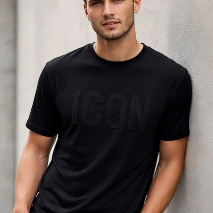 T-shirt icon total black - total White fit regolare