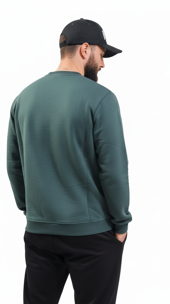 Felpa icon verde militare con logo al piccolo al petto