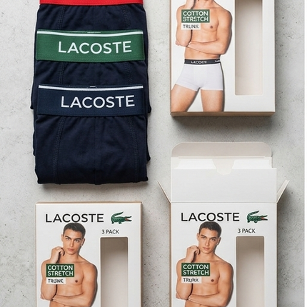 Boxer 3 pax lacoste nere/nere con elastico colorato