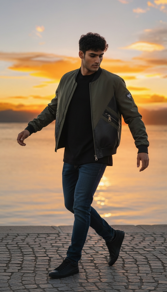 Giacca M. F. N nera e verde