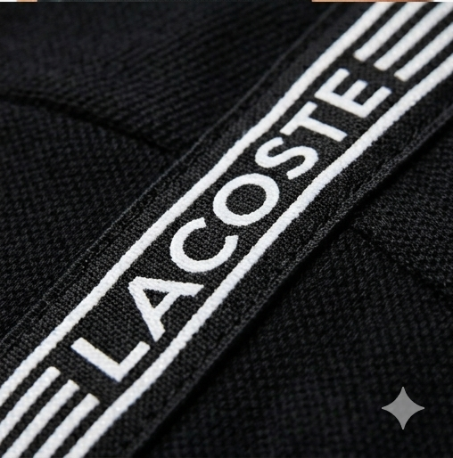 Polo Lacoste con banda sulle spalle nera/blu/bianco