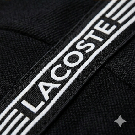 Polo Lacoste con banda sulle spalle nera/blu/bianco