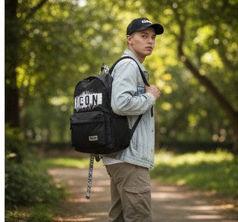 Zaino iconin tesso con stampa bianca