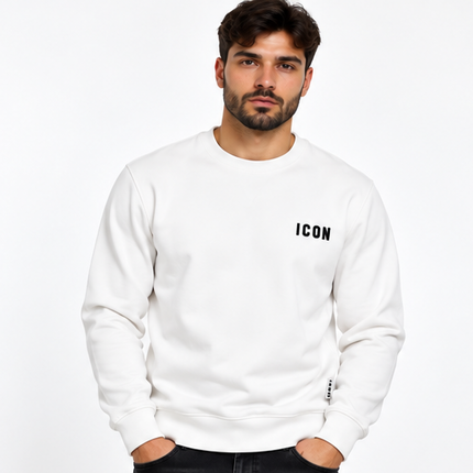 Felpa icon girocollo nera/grigio/bianco