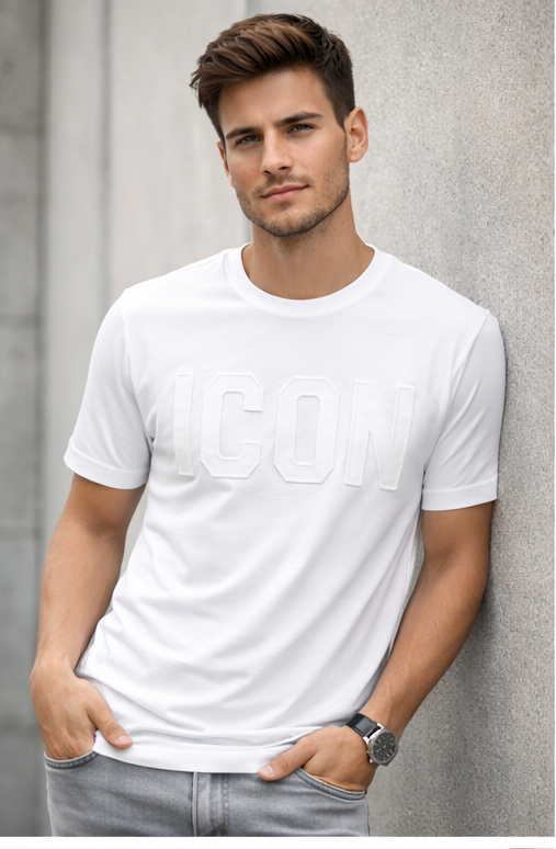 T-shirt icon total black - total White fit regolare