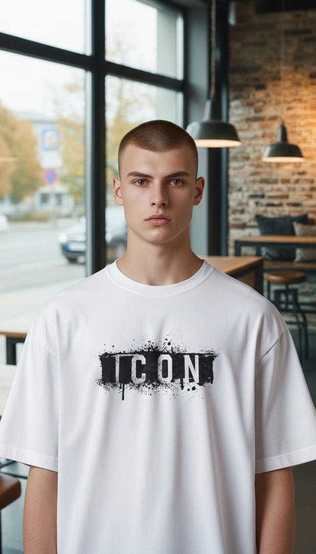 T-shirt icon uomo-bianca