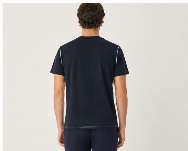 T-shirt lacoste ble e bianca