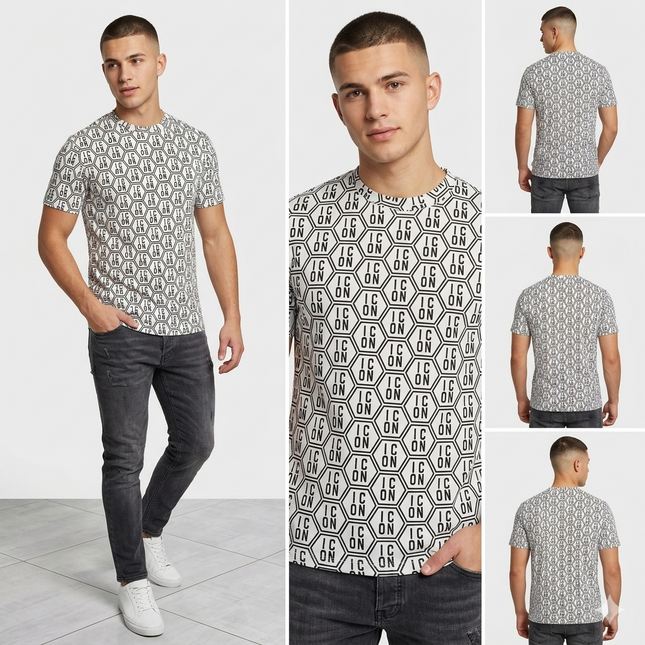 T-shirt icon nero-bianco tutta logata
