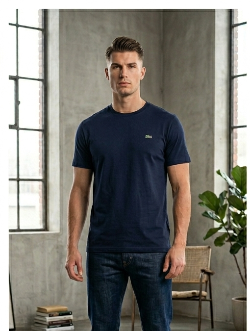 T-shirt Lacoste nera/bianca/blu navy