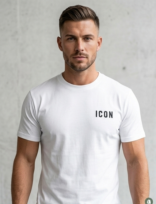 T-shirt icon verde/nera/bianca/celeste/rossa/beige(fit regolare)