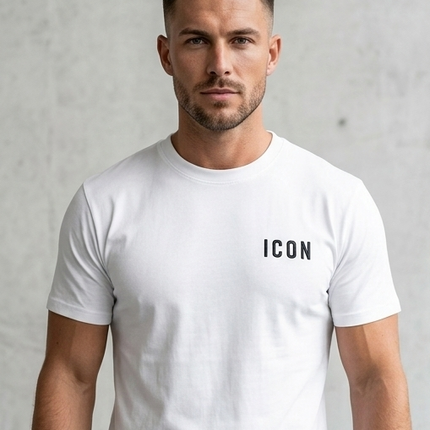 T-shirt icon verde/nera/bianca/celeste/rossa/beige(fit regolare)