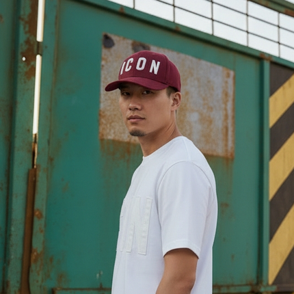 Berretto icon bordeaux con logo bianco ricamato