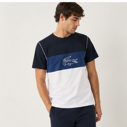 T-shirt lacoste ble e bianca